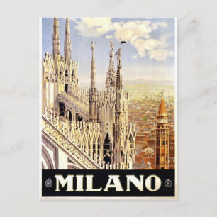 Postal Afiche de viaje italiano de la ciudad de Milán, 19