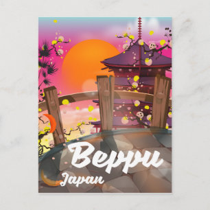 Postal Afiche de viaje japonés de Beppu
