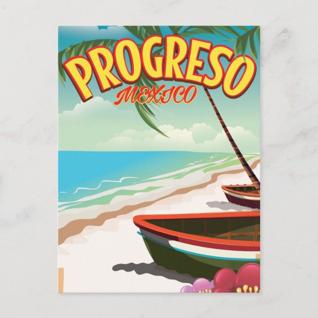 Postal Afiche de viaje mexicano de Progreso (Anverso)