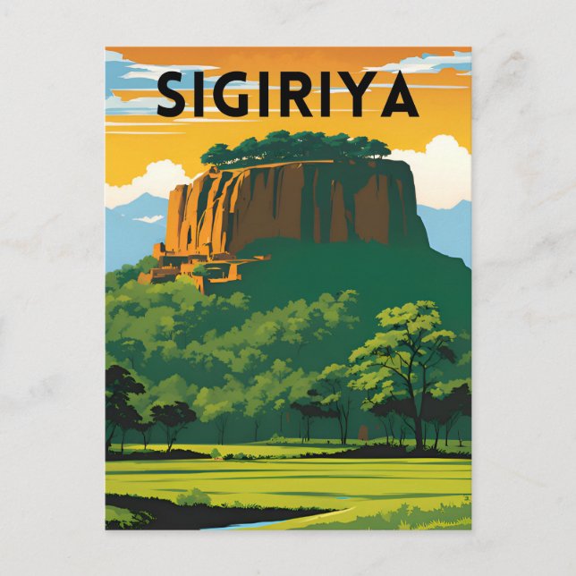 Postal Afiche de viaje mínimo para sigiriya (Anverso)