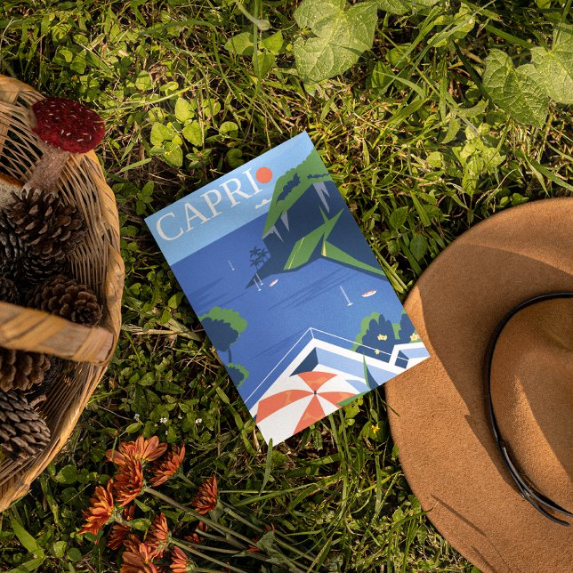 Postal Afiche de viaje moderno de Capri (Subido por el creador)