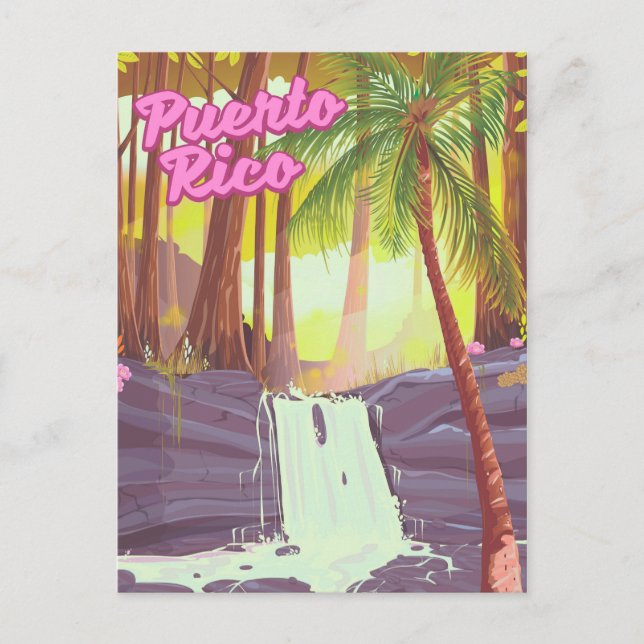Postal Afiche de viaje Palm Tropical de Puerto Rico (Anverso)