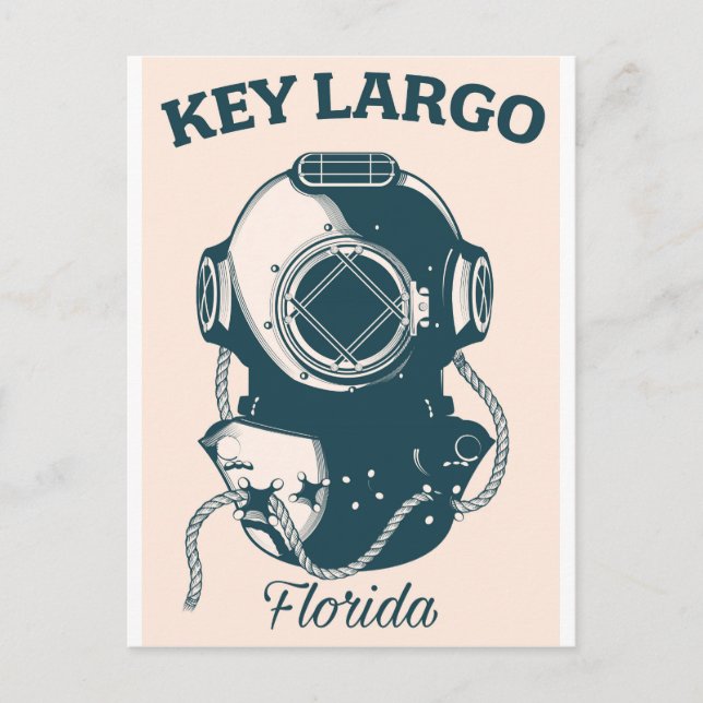 Postal Afiche de viaje para buceo Nautical Key Largo Flor (Anverso)