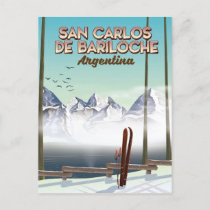 Postal Afiche de viaje para esquí de San Carlos de Barilo