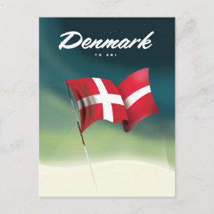 Postal Afiche de viaje "Para esquiar" de Dinamarca