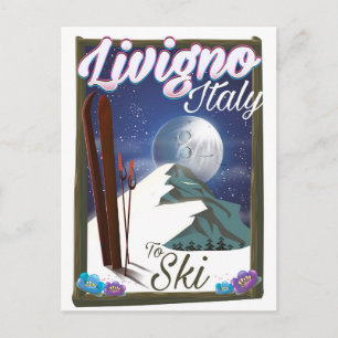 Postal Afiche de viaje para esquiar de Livigno Italy