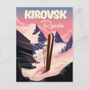 Postal Afiche de viaje para esquiar en Kirovsk Rusia