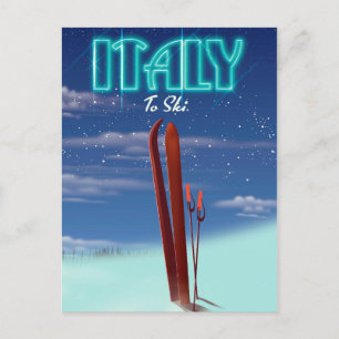 Postal Afiche de viaje para esquiar "Hielo" en Italia.