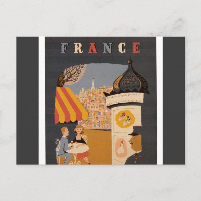 Postal Afiche de viaje para un café parisino (Anverso)