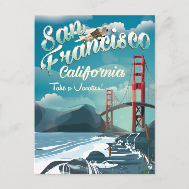 Postal Afiche de viaje para vacaciones de San Francisco (Anverso)