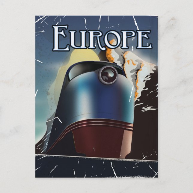 Postal Afiche de viaje para vacaciones en Europa (Anverso)