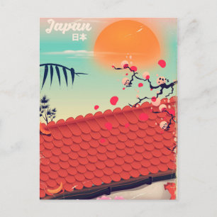 Postal Afiche de viaje por el paisaje de Japón