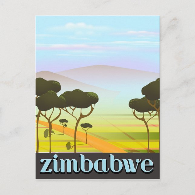 Postal Afiche de viaje por el paisaje de Zimbabue (Anverso)
