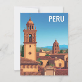 Postal Afiche de viaje por el paisaje urbano de Perú