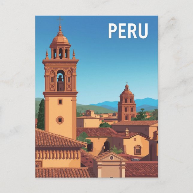 Postal Afiche de viaje por el paisaje urbano de Perú (Anverso)