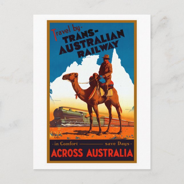 Postal Afiche de viaje por ferrocarril transaustraliano v (Anverso)