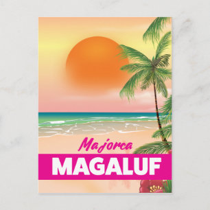 Postal Afiche de viaje por la playa de Magaluf Mallorca