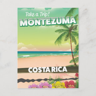 Postal Afiche de viaje por la playa de Montezuma Costa Ri