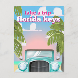 Postal Afiche de viaje por las llaves de Florida