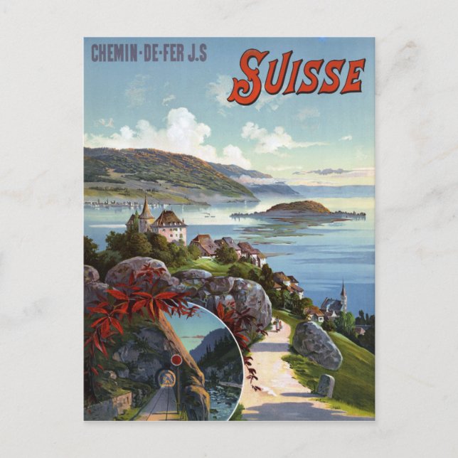 Postal Afiche de viaje por turismo suizo de Suiza (Anverso)
