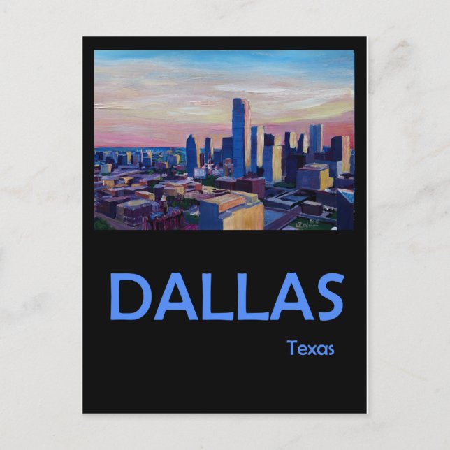 Postal Afiche de viaje retro de Dallas Texas (Anverso)