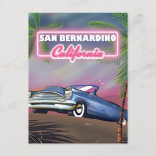Postal Afiche de viaje retro de San Bernardino California