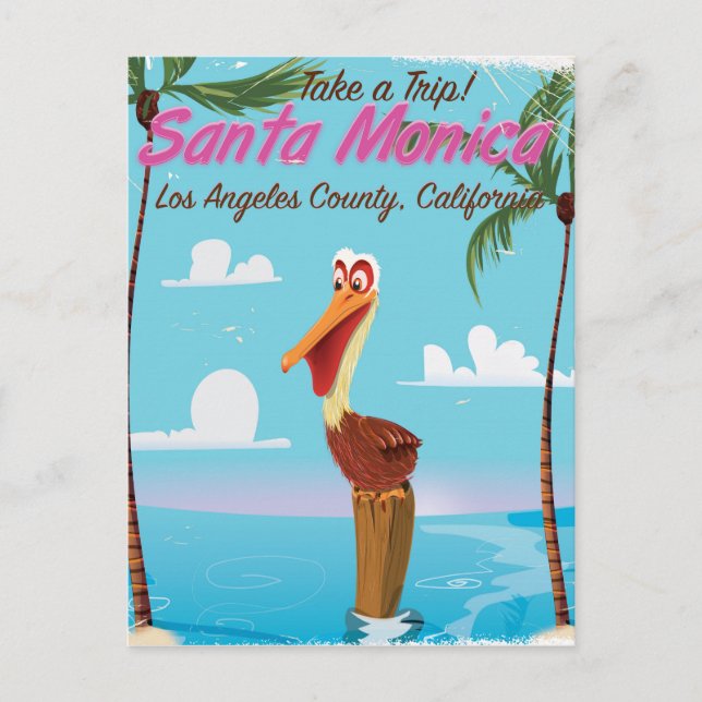 Postal Afiche de viaje retro del Personalizado de Santa M (Anverso)