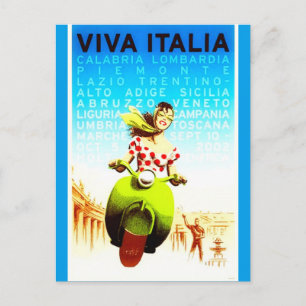 Postal Afiche de Viaje Retro Vintage Italy Viva Italia
