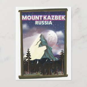 Postal Afiche de viaje ruso del Monte Kazbek.