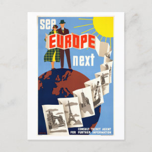 Postal Afiche de Viaje "See Europe Next"