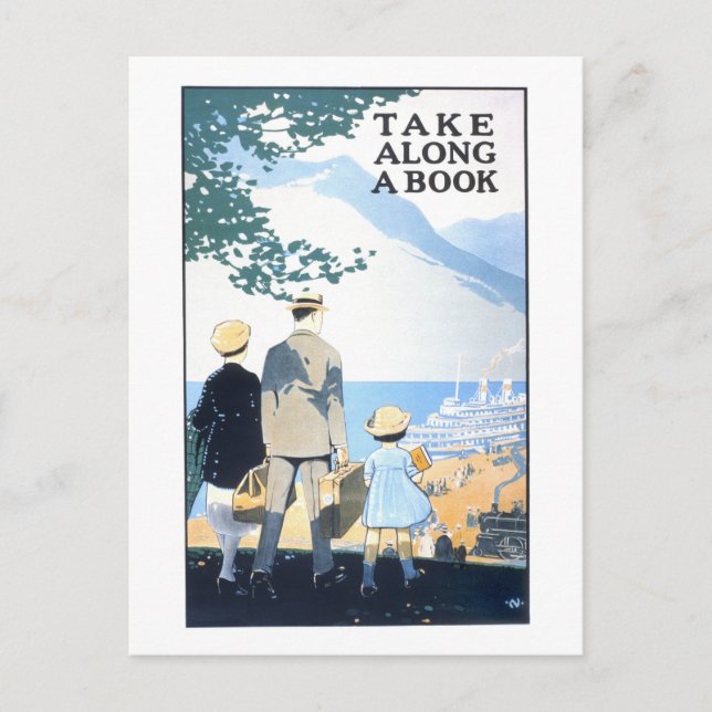 Postal Afiche de viaje "Take Along a Book" (Anverso)