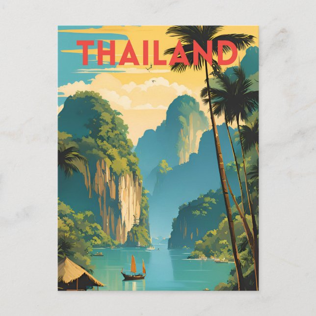 Postal Afiche de viaje tradicional de Tailandia (Anverso)