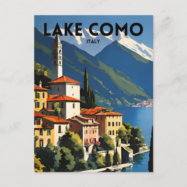 Postal Afiche de viaje tradicional del Lago Como Italia (Anverso)