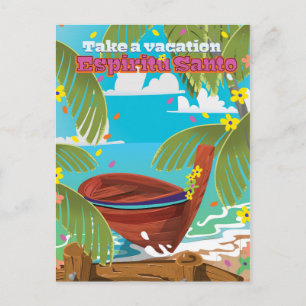 Postal Afiche de viaje vacacional de Espiritu Santo.