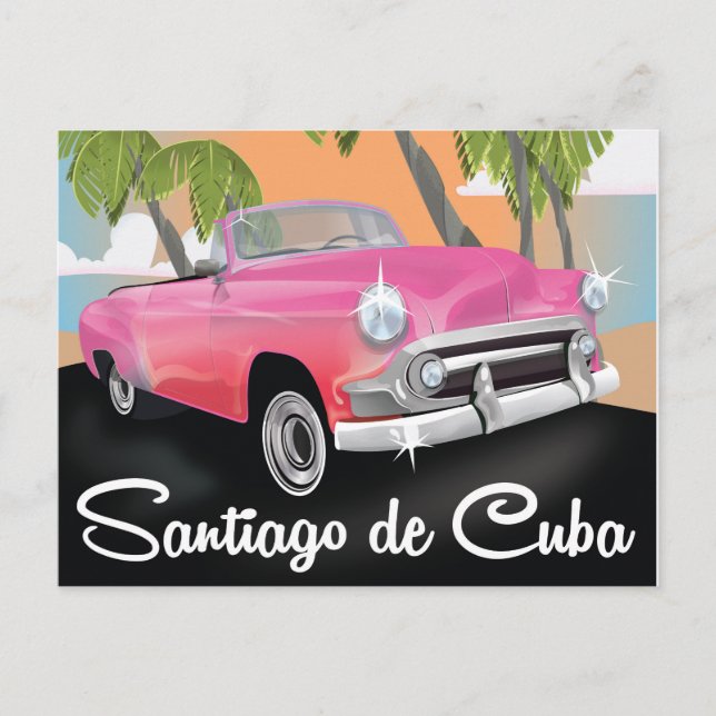 Postal Afiche de viaje vacacional de Santiago de Cuba. (Anverso)