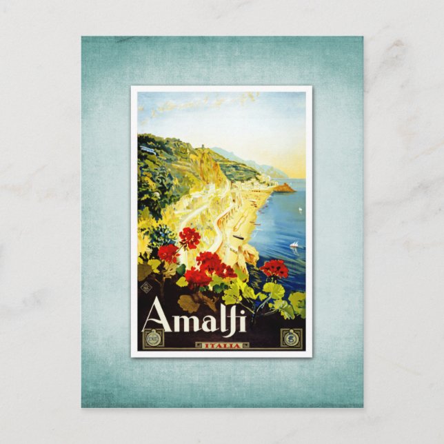 Postal Afiche de Viaje Vintage Amalfi Italia (Anverso)