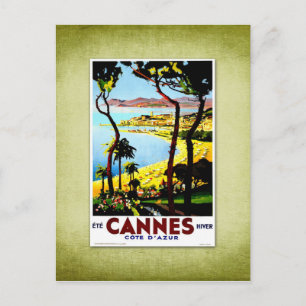 Postal Afiche de Viaje Vintage Cannes Francia