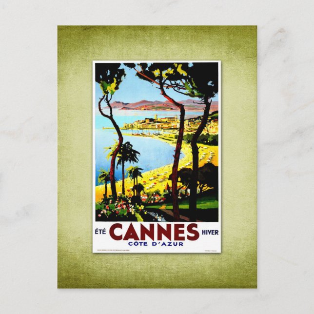 Postal Afiche de Viaje Vintage Cannes Francia (Anverso)
