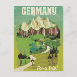 Postal Afiche de viajes al estilo vintage de Alemania