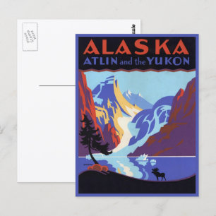 Postal Afiche de Viajes de Alaska, Atlin y el Yukón