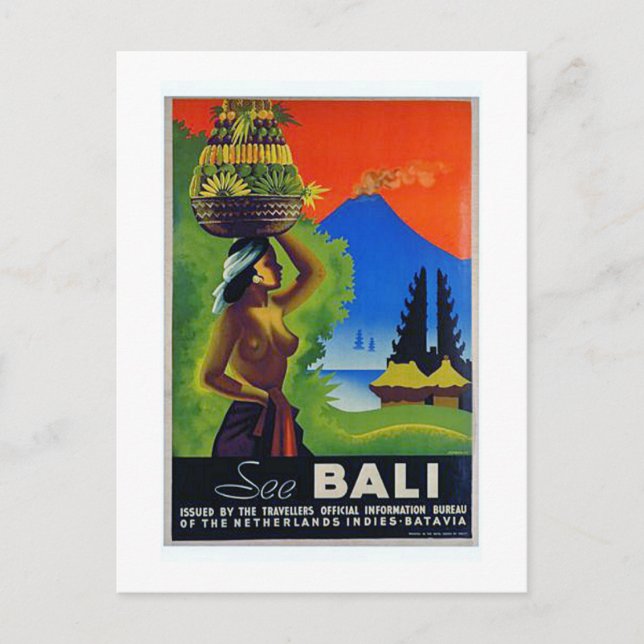 Postal Afiche de Viajes de Bali para Indonesia (Anverso)