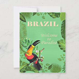 Postal Afiche de viajes de Brasil, Toucan,