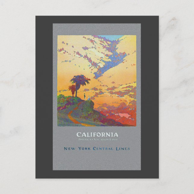 Postal Afiche de Viajes de California (Anverso)