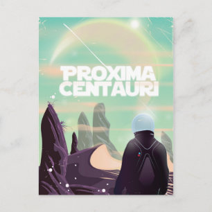 Postal Afiche de viajes de ciencia ficción Proxima Centau