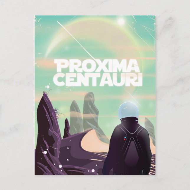 Postal Afiche de viajes de ciencia ficción Proxima Centau (Anverso)