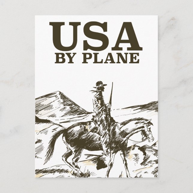 Postal Afiche de viajes de cowboy de Estados Unidos (Anverso)