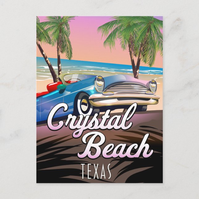 Postal Afiche de viajes de Crystal Beach Texas (Anverso)