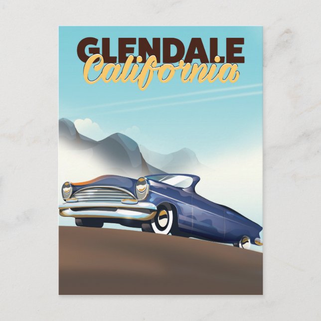 Postal Afiche de viajes de Glendale, California (Anverso)