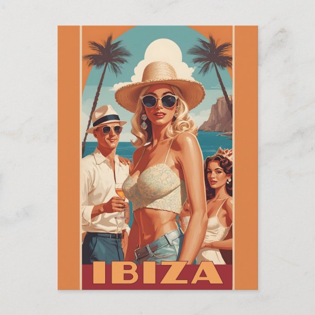 Postal Afiche de viajes de Ibiza, España (Anverso)