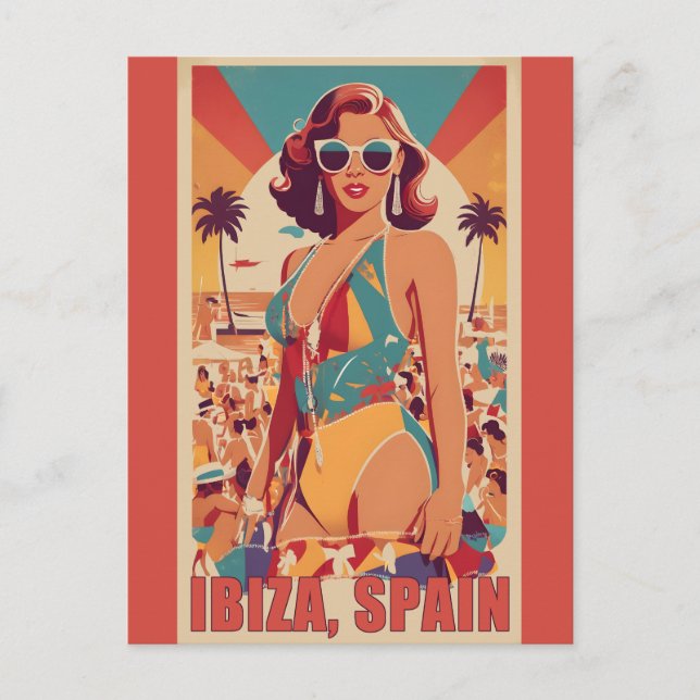 Postal Afiche de viajes de Ibiza, España (Anverso)